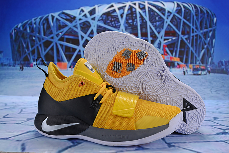 Nike PG 2 Plus Yellow Black White Swoosh Shoes - Click Image to Close