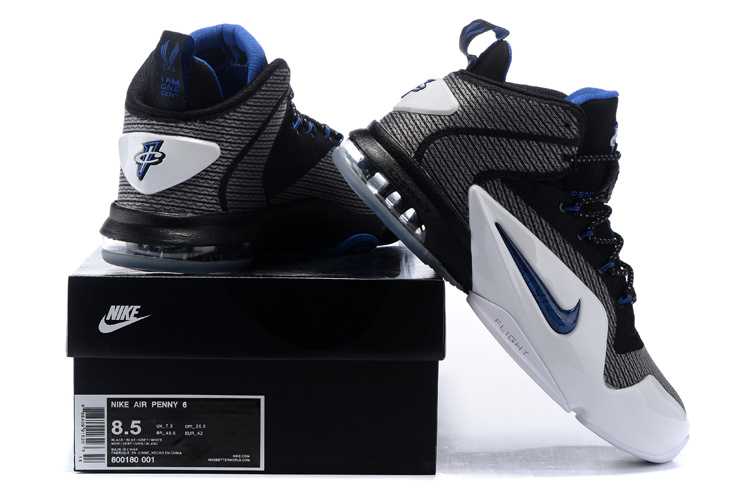 Nike Penny Hardaway 6 Black Blue White Shoes - Click Image to Close