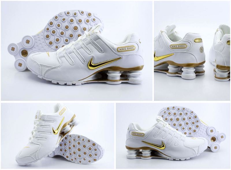 Nike Shox NZ White Brilliant Gold - Click Image to Close