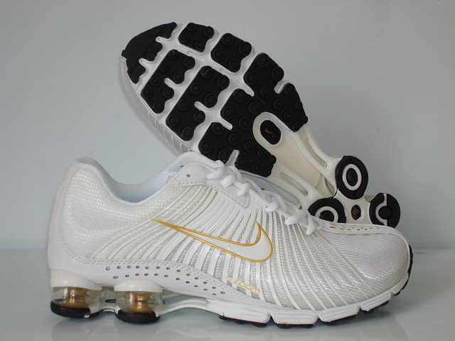 Nike Shox R1 All White Gold Shoes