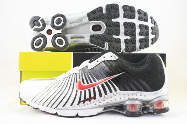 Nike Shox R1 White Black Red Shoes - Click Image to Close