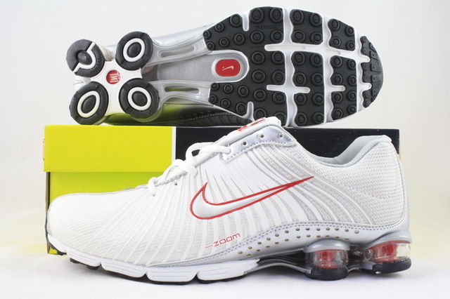 Nike Shox R1 White Red Logo Shoes