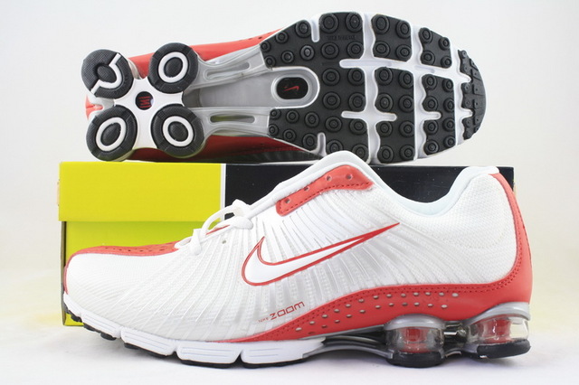 Nike Shox R1 White Red Nike Swoosh Shoes - Click Image to Close