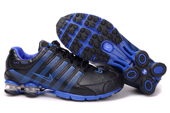 Nike Shox R4 Air Cushion PU Mens Shoes Black Blue