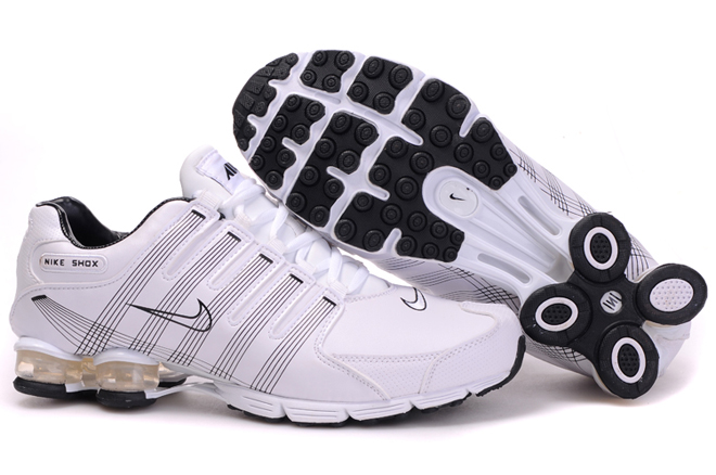 Nike Shox R4 Air Cushion PU Mens Shoes White Black
