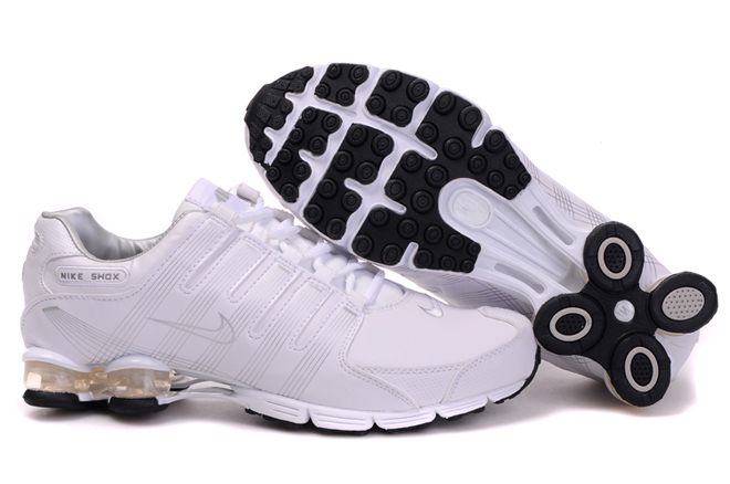 Nike Shox R4 Air Cushion PU Mens Shoes White - Click Image to Close