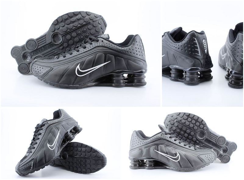 Nike Shox R4 All Black White Logo - Click Image to Close