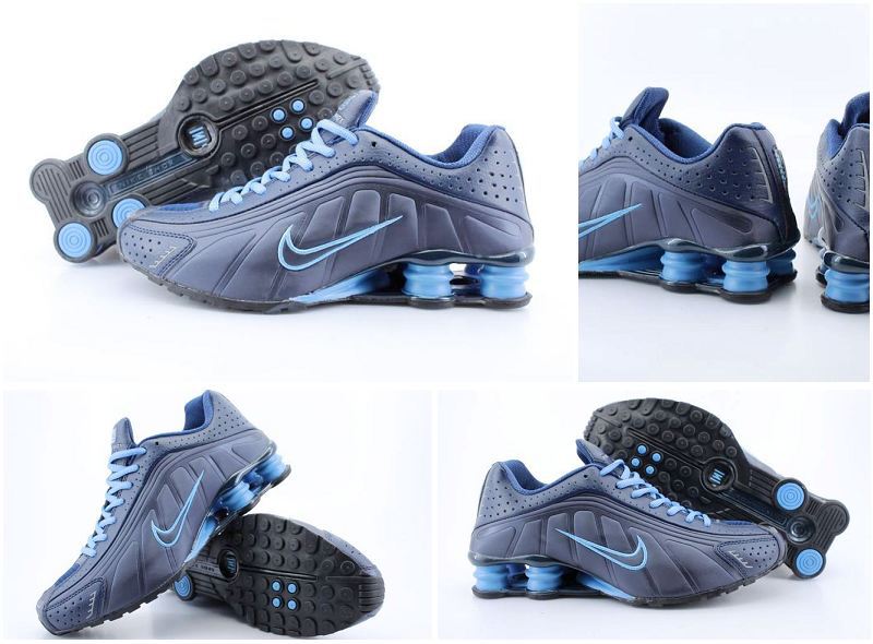Nike Shox R4 All Blue Shoes - Click Image to Close