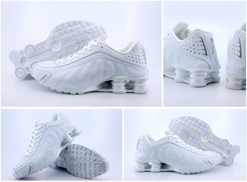 Nike Shox R4 All White Footwear - Click Image to Close