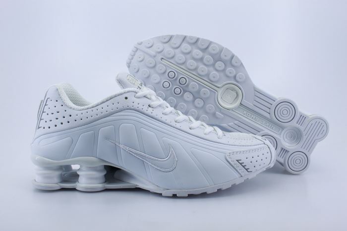 Nike Shox R4 All White Shoes - Click Image to Close