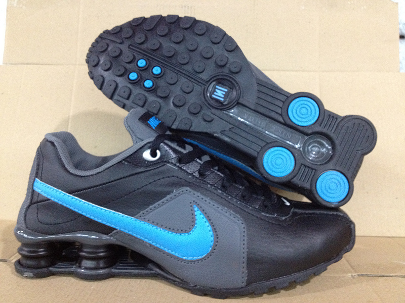 Nike Shox R4 Black Blue Big Swoosh - Click Image to Close