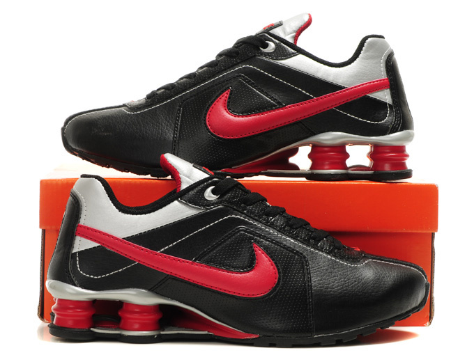 Nike Shox R4 Black Silver Red Big Swoosh - Click Image to Close