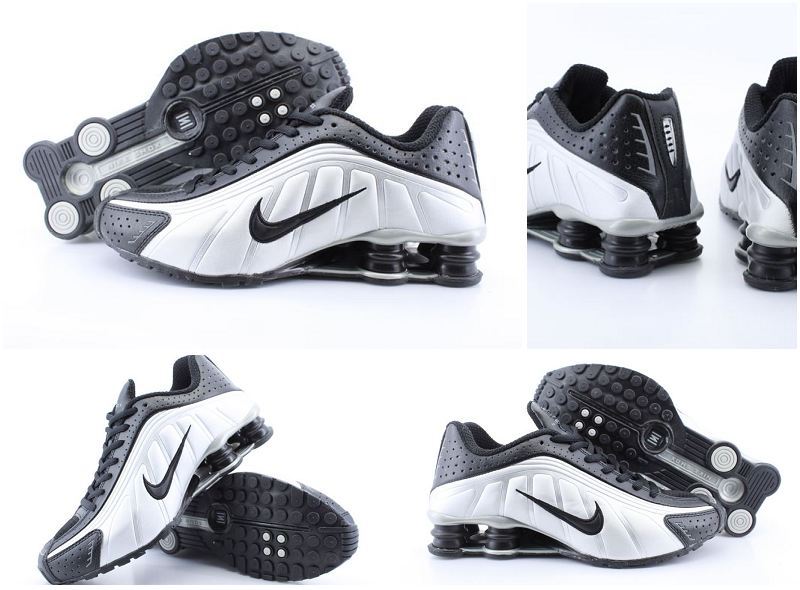 Nike Shox R4 White Black Black Swoosh - Click Image to Close