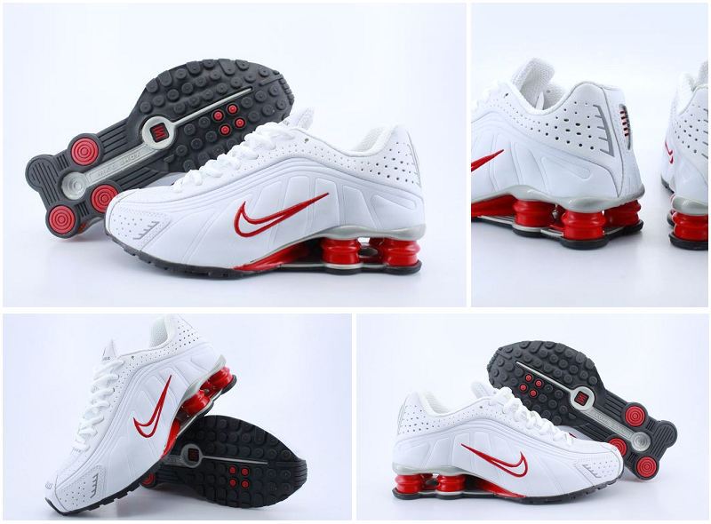 Nike Shox R4 White Red Footwear - Click Image to Close