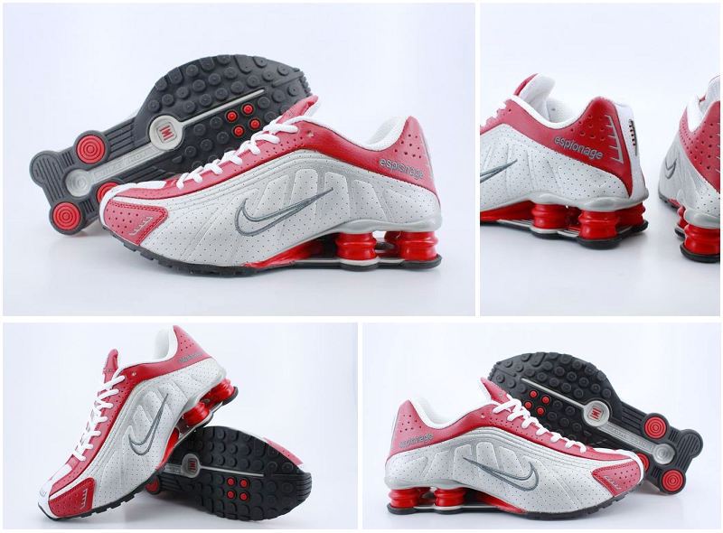 Nike Shox R4 White Red Grey Logo - Click Image to Close