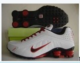 Nike Shox R4 White Red Shoes - Click Image to Close