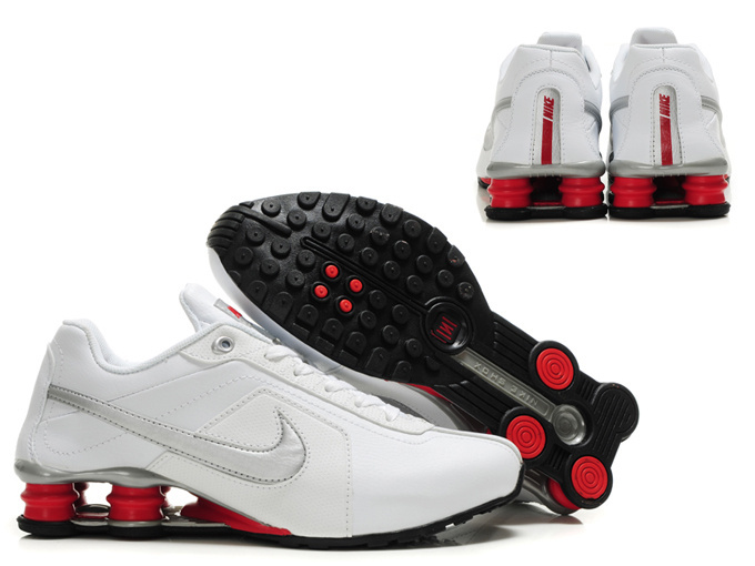Nike Shox R4 White Red Silver Big Swoosh - Click Image to Close