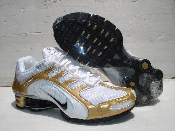 Nike Shox R5 White Gold Shoes - Click Image to Close