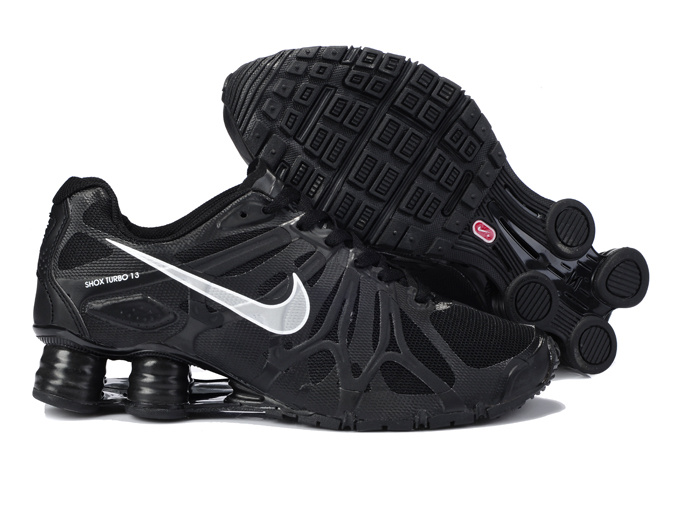 Nike Shox Turbo+13 All Black White Shoes - Click Image to Close