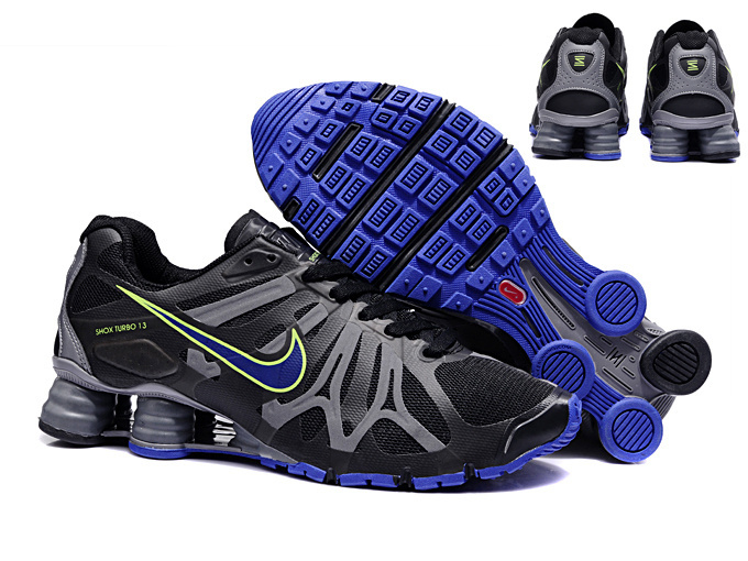 Nike Shox Turbo+13 Black Blue Shoes - Click Image to Close