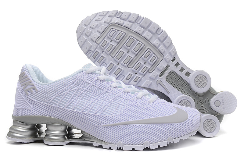 Nike Shox Turbo 21 All White Grey Shoes - Click Image to Close