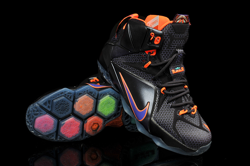 lebron james shoes black and orange