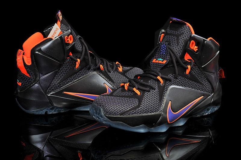 Nike Women's Lebron James 12 Black Orange Shoes - Click Image to Close