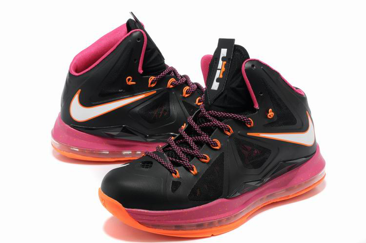 Nike Lebron James 10 Shoes Black Pink Orange