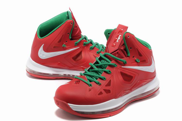 Lebron James 10 Shoes Red White Green - Click Image to Close