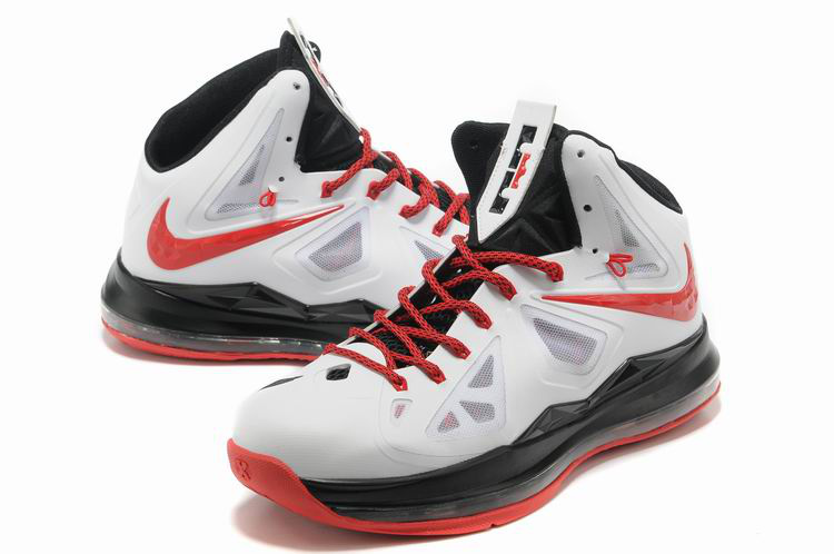 Lebron James 10 Shoes White Black Red - Click Image to Close