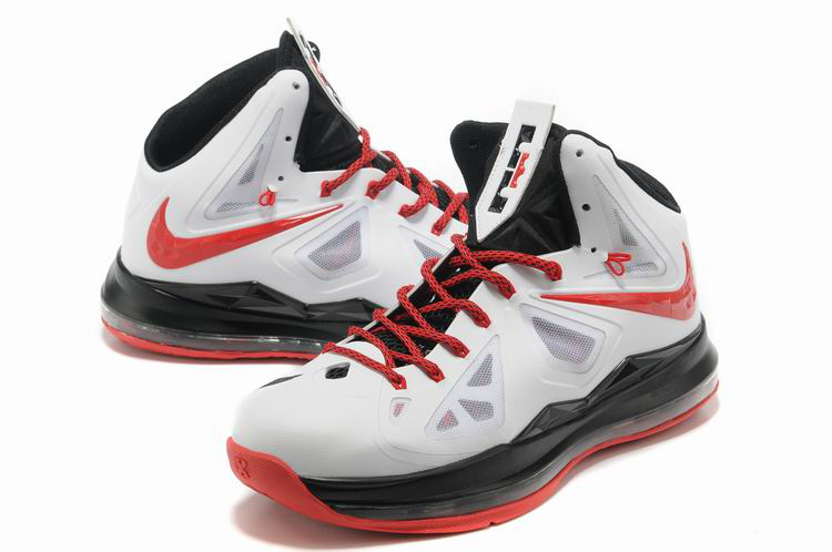 Lebron James 10 Shoes White Black Red