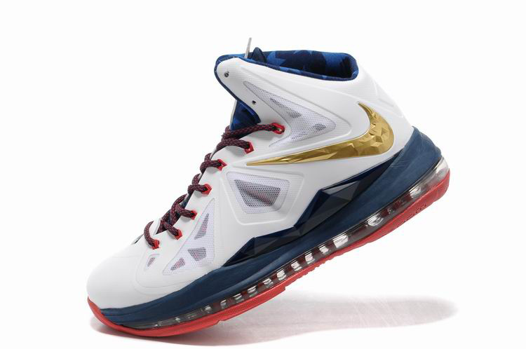 Nike Lebron James 10 Shoes White Blue Red - Click Image to Close