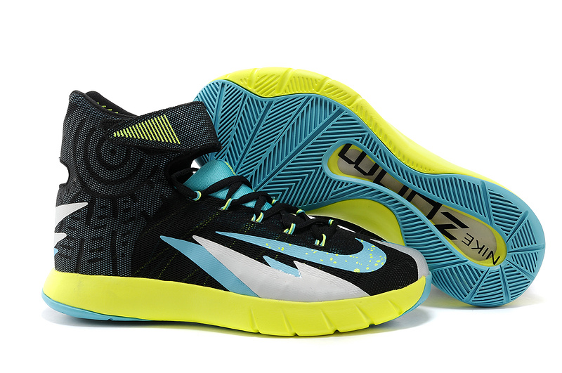 Nike Zoom HyperRev Kyrie Irving Black Baby Blue Fluorscent Basketball Shoes - Click Image to Close