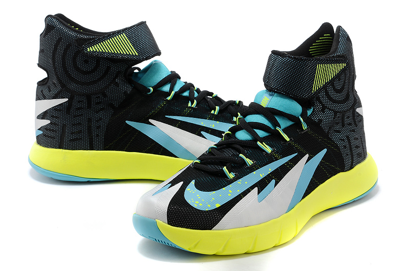 Nike Zoom HyperRev Kyrie Irving Black Baby Blue Fluorscent Basketball Shoes - Click Image to Close