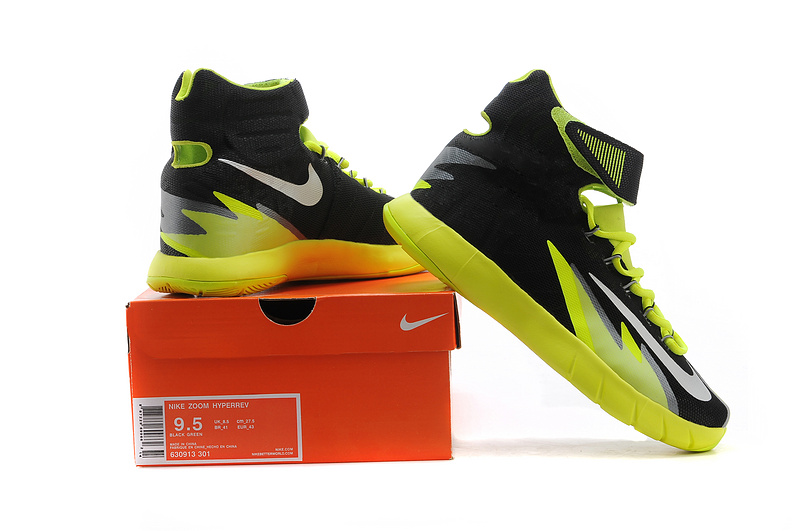 Nike Zoom HyperRev Kyrie Irving Black Fluorscent Green Basketball Shoes - Click Image to Close