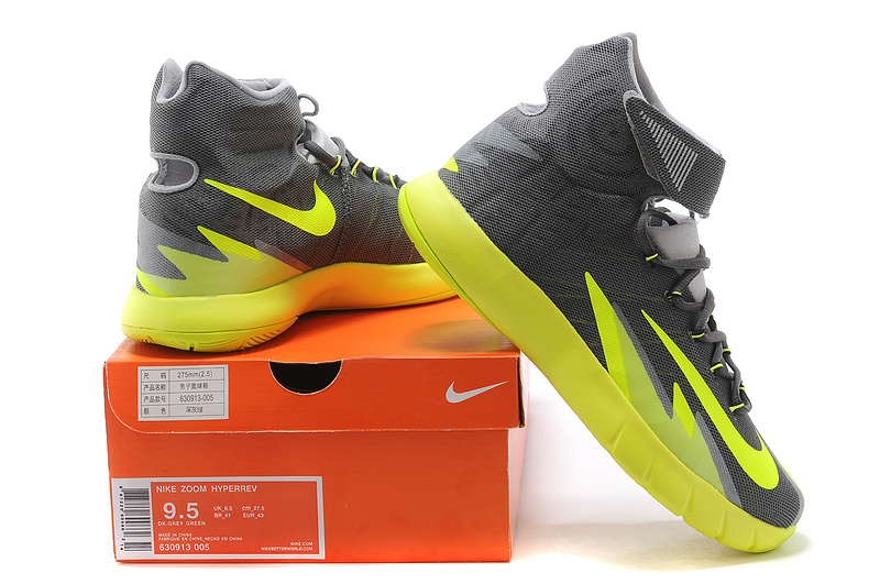 Nike Zoom HyperRev Kyrie Irving Grey Fluorscent Basketball Shoes - Click Image to Close
