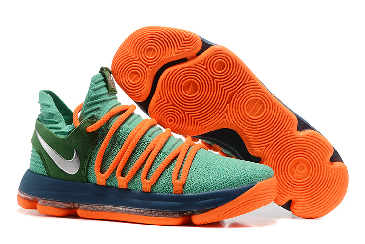 Nike Zoom KD 10 EP Green Orange Blue Shoes - Click Image to Close