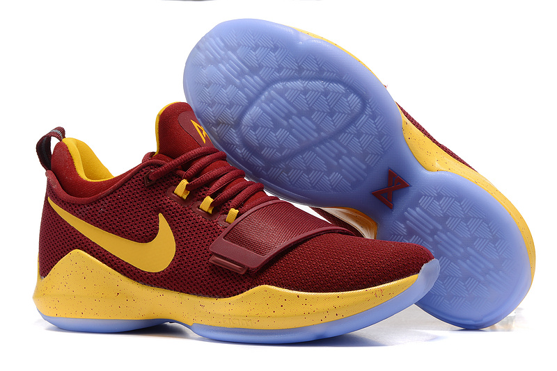 Nike Zoom PG 1 Wine Red Yellow Shoes - Click Image to Close