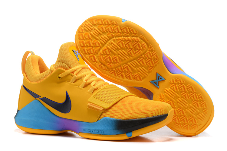 Nike Zoom PG 1 Yellow Black Blue Shoes - Click Image to Close