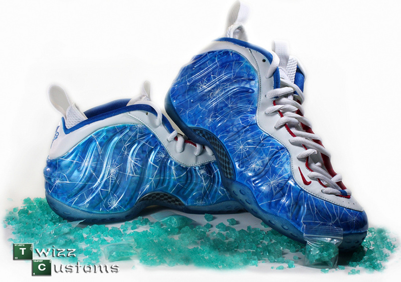 2014 Air Foamposite One Blue White Grey Shoes