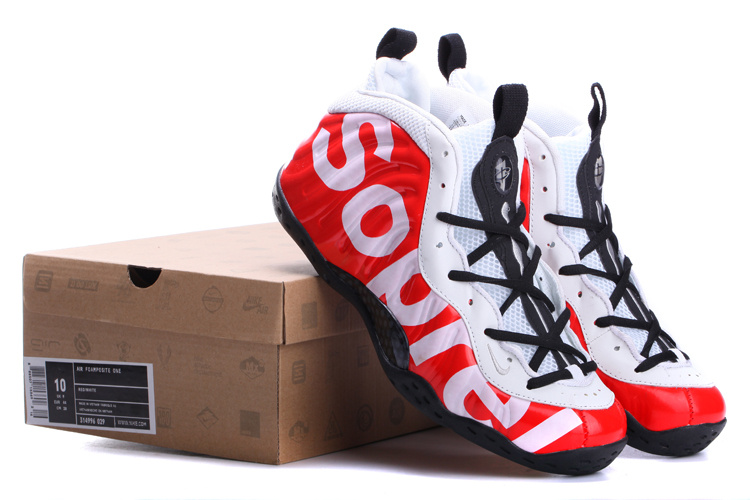 2014 Air Foamposite One White Black Red Shoes - Click Image to Close