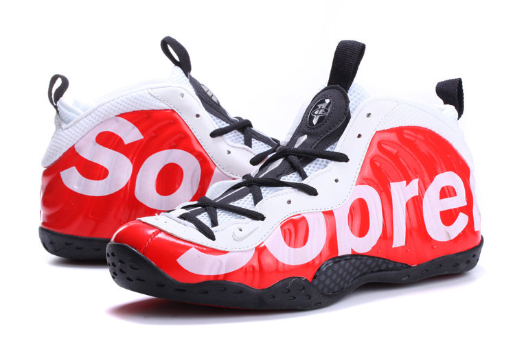 2014 Air Foamposite One White Black Red Shoes