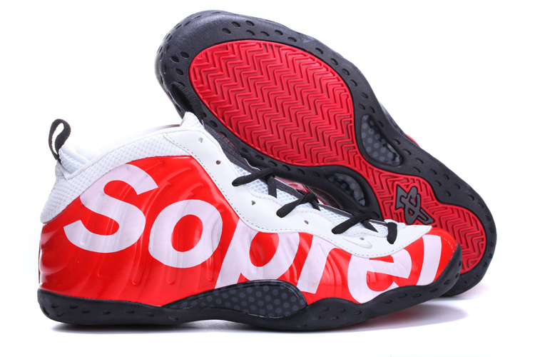2014 Air Foamposite One White Black Red Shoes - Click Image to Close