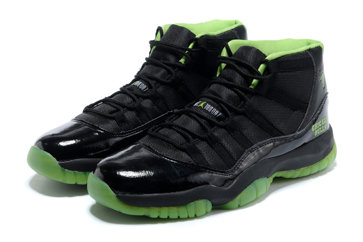 Nike Air Jordan 11 Black Green Shoes - Click Image to Close