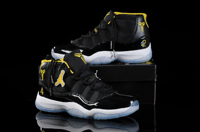 Nike Kobe Air Jordan 11 Black White Yellow Shoes