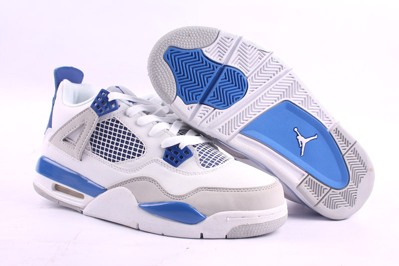 Original Retro Jordan 4 White Blue Shoes
