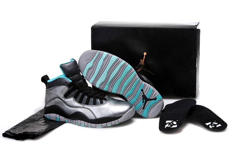 Nike Silver Black Blue Air Jordan 10 Retro Bulls Over Broadway Shoes - Click Image to Close