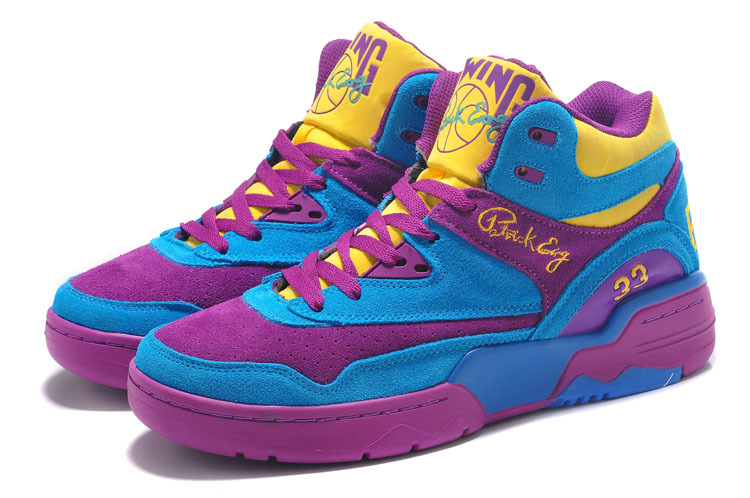 Patrick Ewing 33 Blue Purple Yellow Basketball Shoes - Click Image to Close