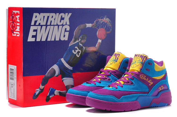 Patrick Ewing 33 Blue Purple Yellow Basketball Shoes