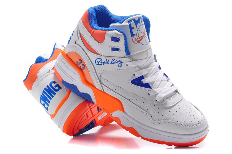 Patrick Ewing 33 White Blue Orange Basketball Shoes - Click Image to Close